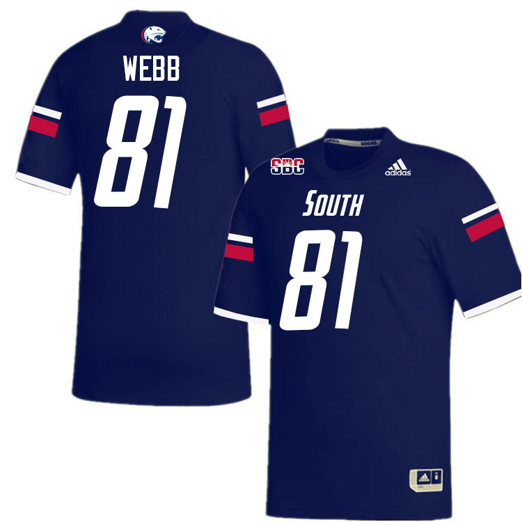 #81 Jeremiah Webb South Alabama Jaguars Jerseys,College Football Uniforms,Apparels Stitched-Navy